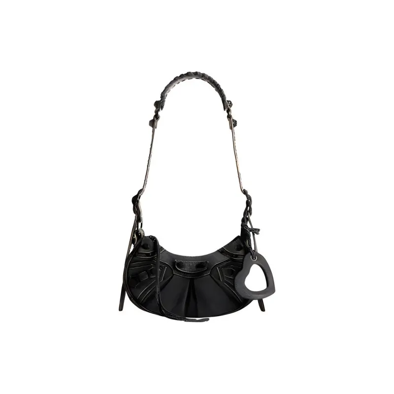 Balenciaga Le Cagole Washed Denim Crossbody Bag, Shoulder Bag Women's Black-0