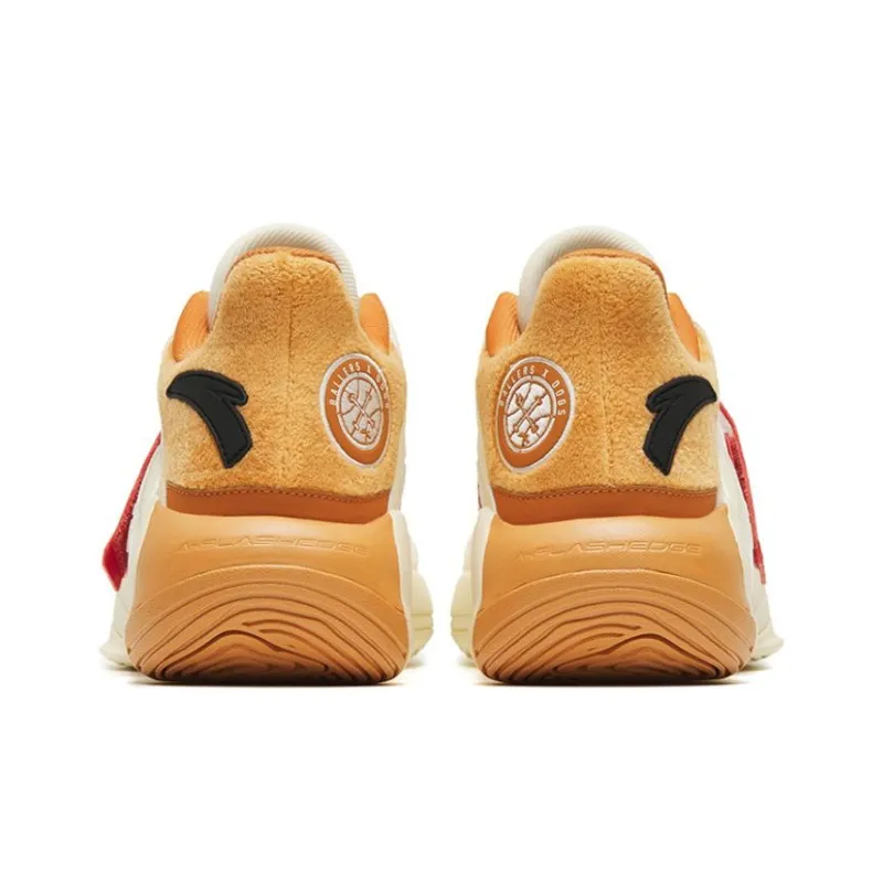 Anta Water Flower 4 Cushioned Slip-Resistant Low-Top Performance Basketball Shoes White Orange Shiba Inu-3