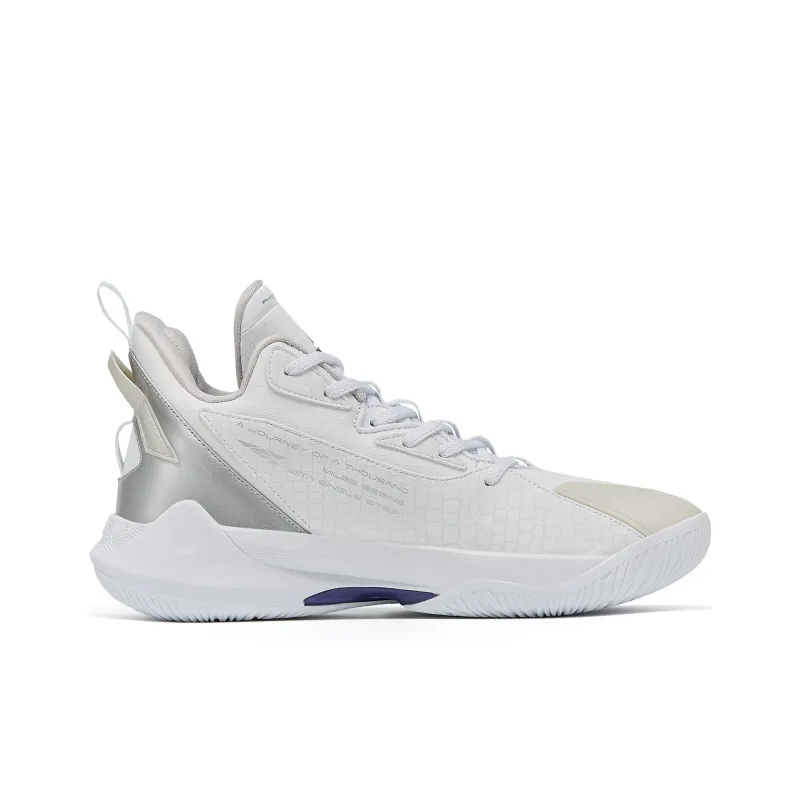 PEAK Phantom Pony 1.0 Pro Wear Resistant Rebound Breathable Mid Top Basketball Shoes Men's White Silver-1