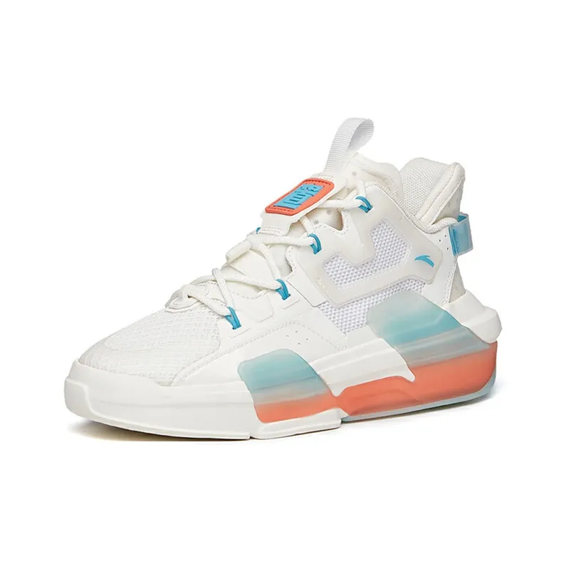 Anta Bastard Coverage Warm Slip-Resistant Low-Top Skateboard Shoes Women's White Orange Blue-1