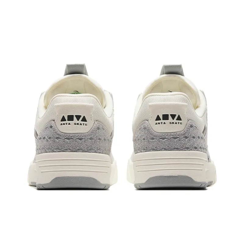 Anta AOJIE Slip-Resistant Cushioning Wear-Resistant Low-Top Skateboard Shoes Men's White Gray-3