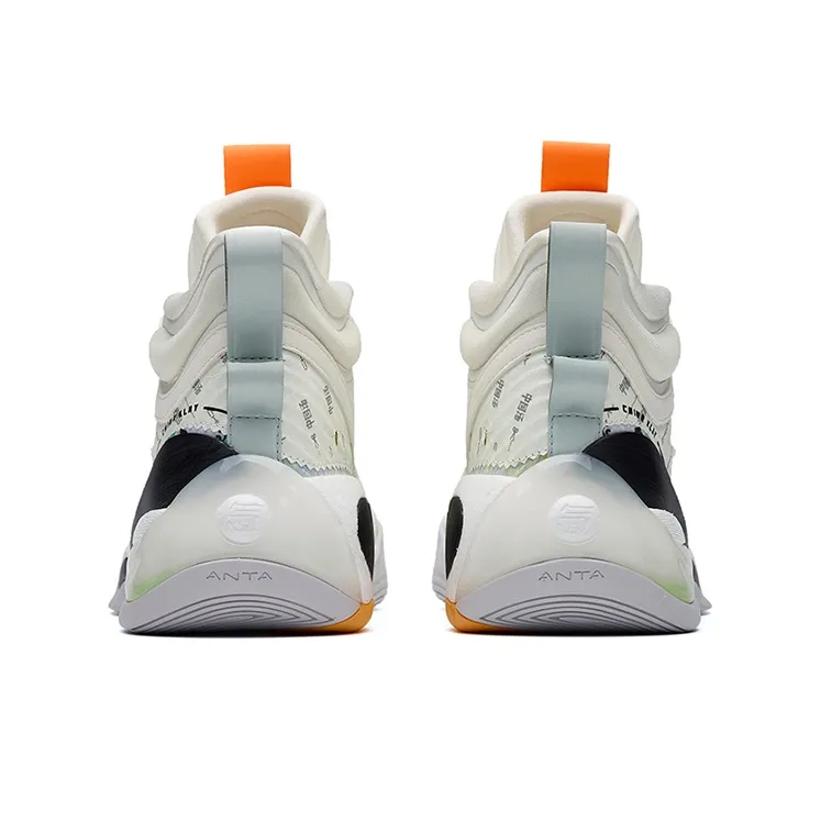 Anta KT7 KT 7 Cushioning, Slip Resistant, Abrasion Resistant, Coverage, Support High Top Basketball Shoes White Orange-3