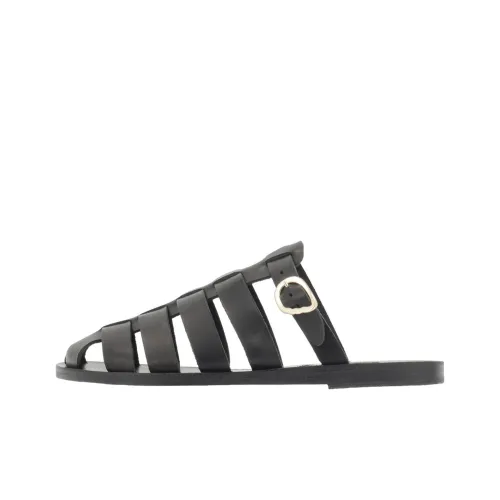 ANCIENT GREEK SANDALS Wrap-toe Slippers Women's Black