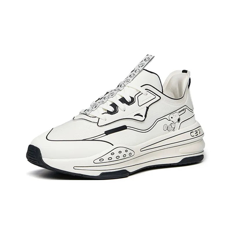SNOOPY x Anta C37 Series Cushioned Slip-Resistant Abrasion-Resistant Low-Top Running Shoes Men's Black White-2