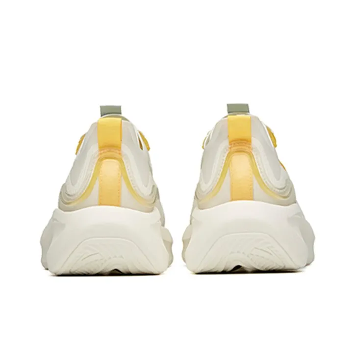 Anta Leaf 1.0 Low Top Running Shoes Women's White Yellow Silver-4