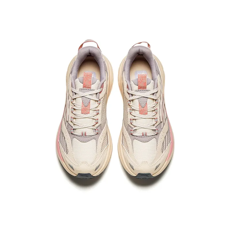 Anta AT957 Cushioning, Wear Resistant Low Top Casual Running Shoes Women's Beige Pink-2