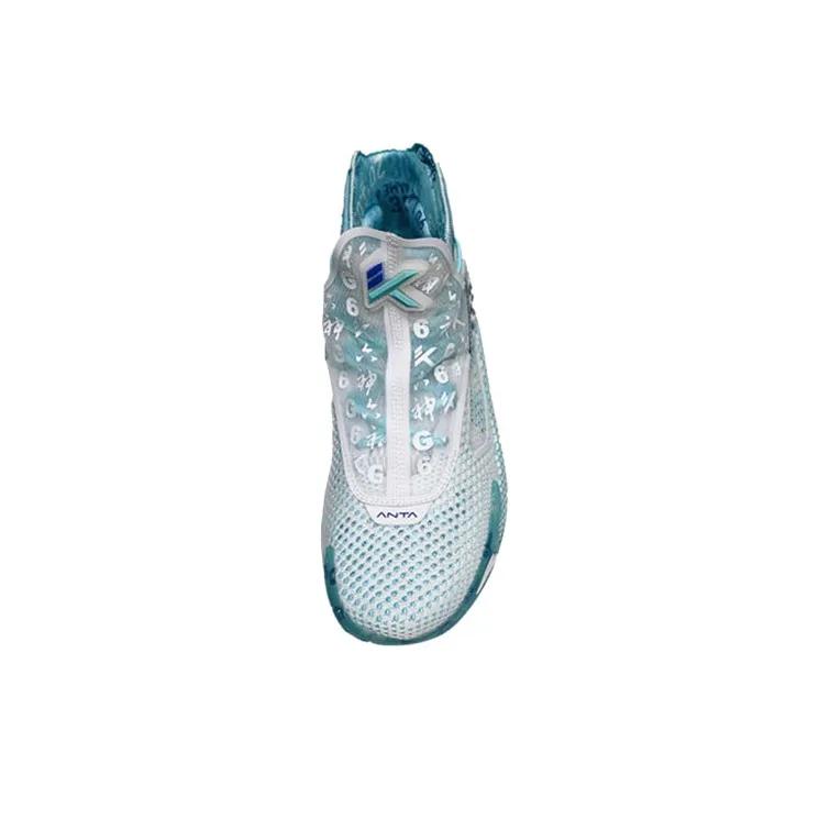 Anta KT5 Thompson Shock Absorbers With Slip Resistant Features High Top Basketball Shoes Men's White Blue-3