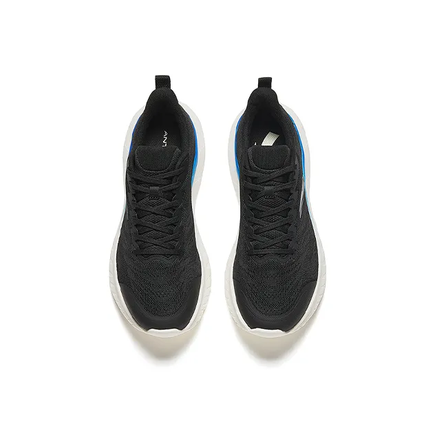 Anta Light Cloud Anti-Slip Wear-Resistant Low-Top Running Shoes Men's Black White-2