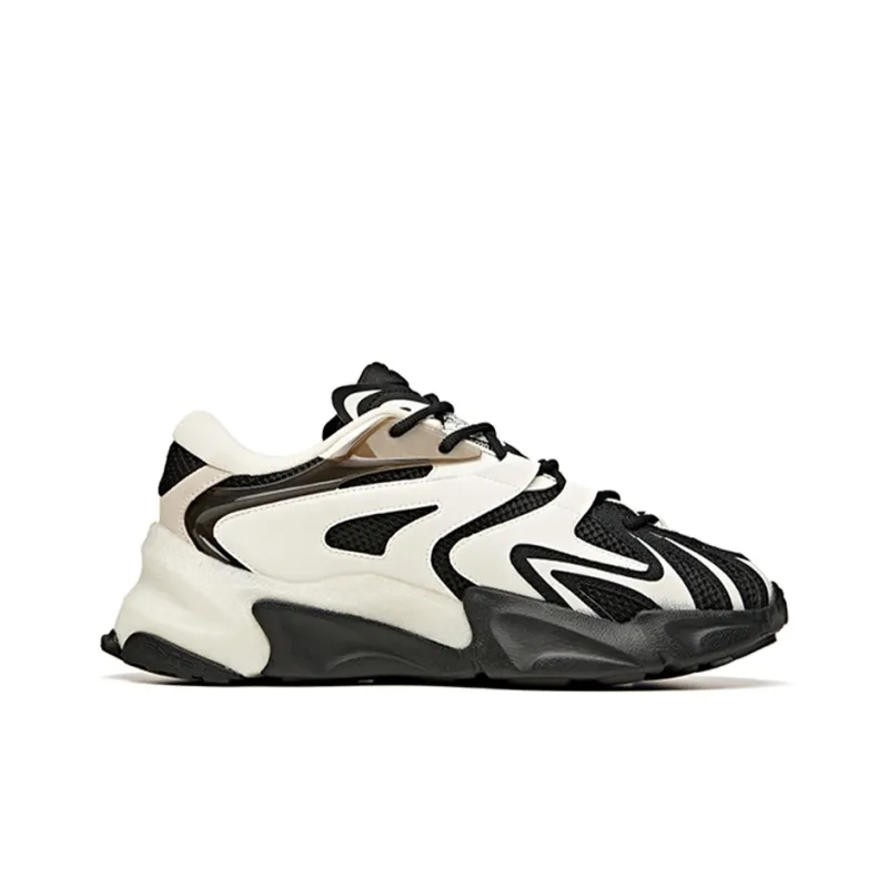 Anta Pulse, Life Collection Abrasion Resistant Breathable Low Top Chunky Sneakers Black White-1