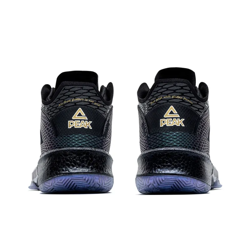 PEAK State Extremely Large Triangle 1.0 Wear-Resistant Slip-Resistant Cushioning Mid-Top Basketball Shoes Black Gold-3