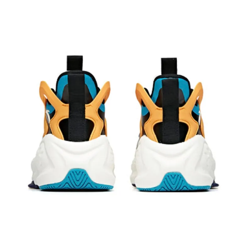 Anta Bastard 2 Cushioned Slip Resistant Abrasion Resistant High Top Skateboard Shoes Men's White Blue Orange-3
