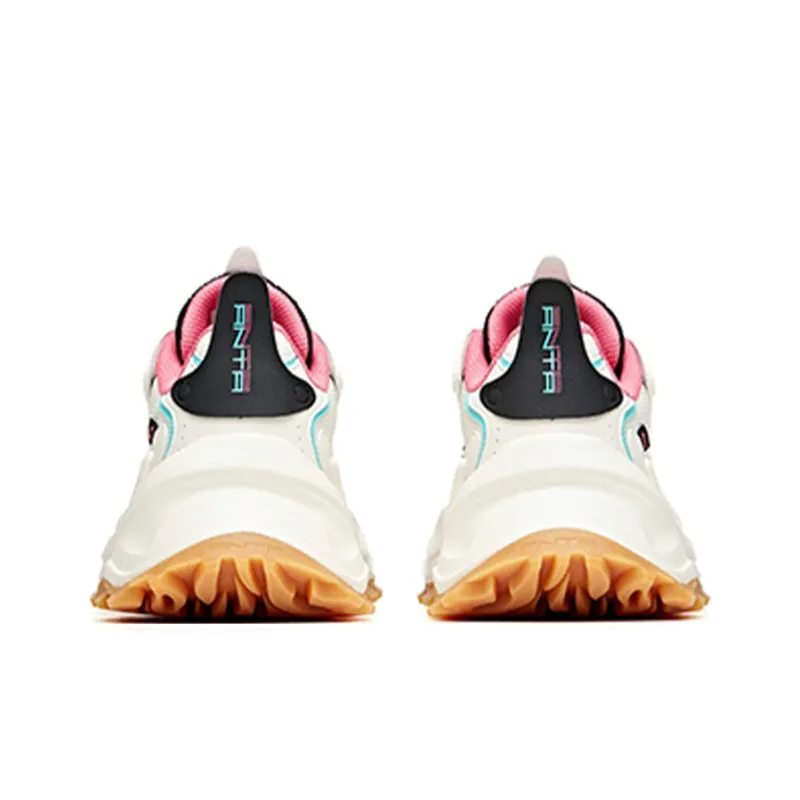 Anta Hot Anti-Slip Wear-Resistant Low-Top Casual Shoes Women's White Black Pink-4