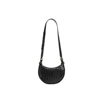 Bottega Veneta Sheepskin Crescent Bag Shoulder Bag Crossbody Bag Small Size Women's Black