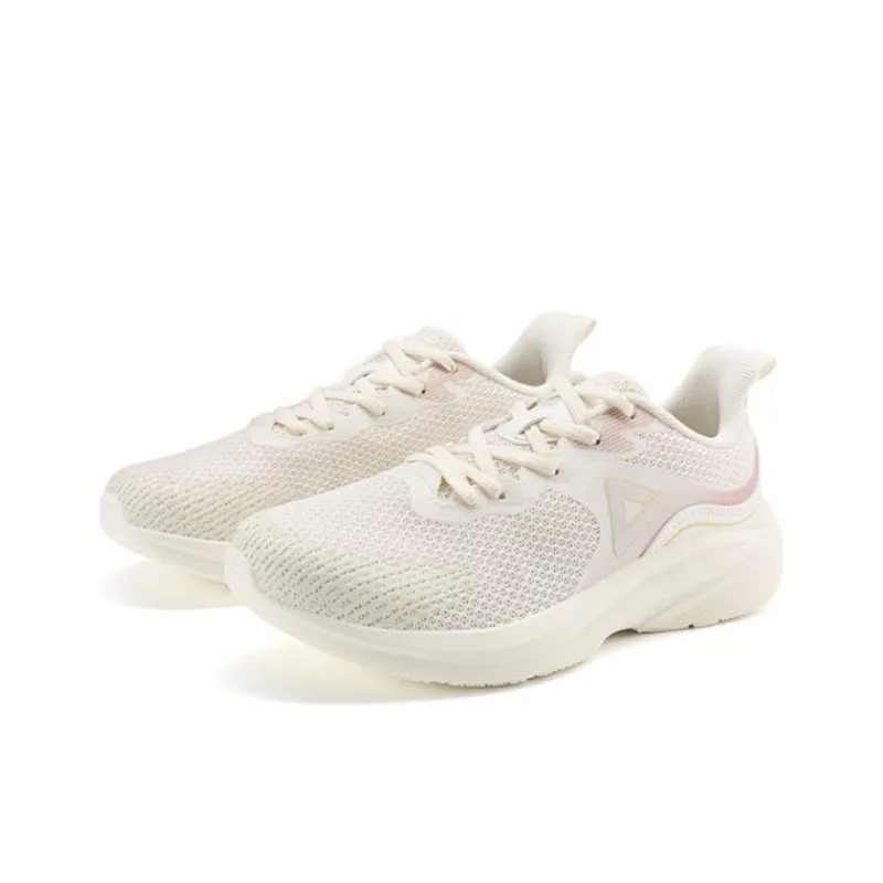 PEAK Qingyi Anti Slip Wear Resistant Low Top Running Shoes Women's Canvas White-1