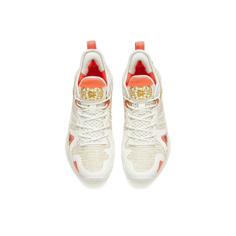 Anta Frenzy 4 Pro Cushioning Anti-Slip And Wear-Resistant Low-Top Basketball Shoes White Yellow-2