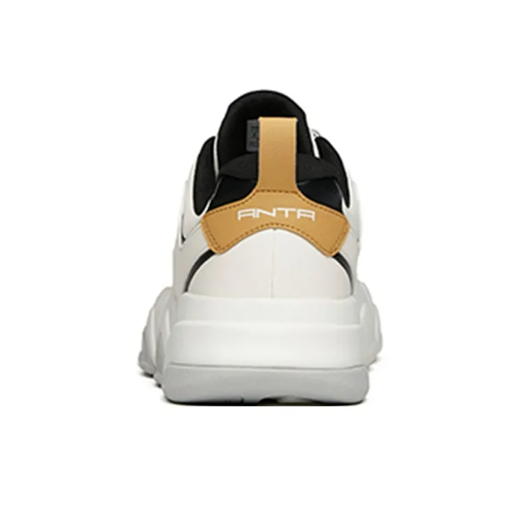 Anta Back Wave Slip-Resistant Low-Top Running Shoes Men's Black White Gray Comfortable-3