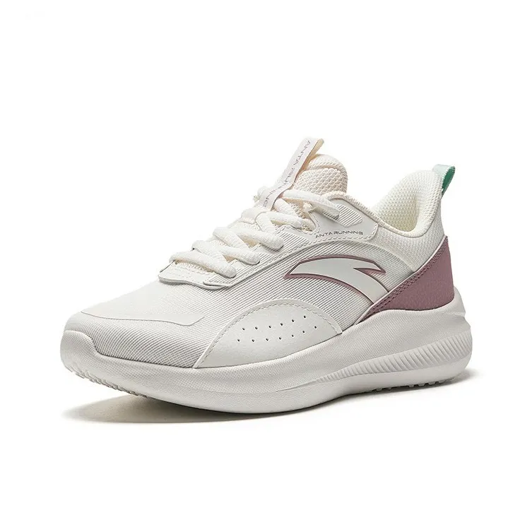 Anta Cushioned Slip Resistant Rebound Low Top Casual Running Shoes Women's White Purple-1