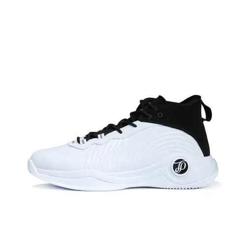 PEAK Parker Cavalry Basketball Shoes Men Mid-Top All White/Black