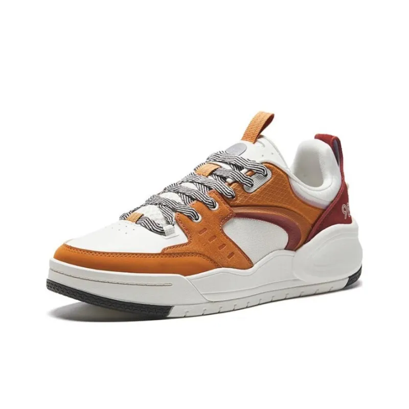 Anta 982EVO Anti Slip Wear Resistant Low Top Skateboard Shoes Men's White Brown Red-1