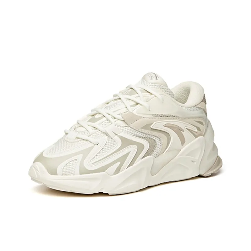 Anta Pulse Anti Slip Wear Resistant Low Top Chunky Sneakers Ivory White-2