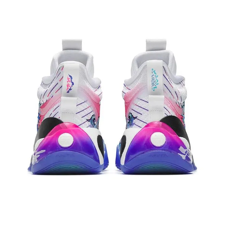Anta KT7 KT 7 Coverage Support High Top Performance Basketball Shoes Men's White Purple Flash Sale-3