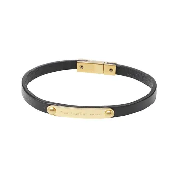 SAINT LAURENT Engraved logo Leather band Bracelet
