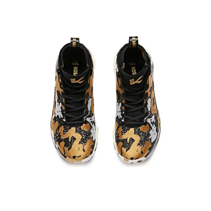 Anta KT4 Black History Month Shock The Game Durable Breathable High-Top Basketball Shoes Black White Gold-3