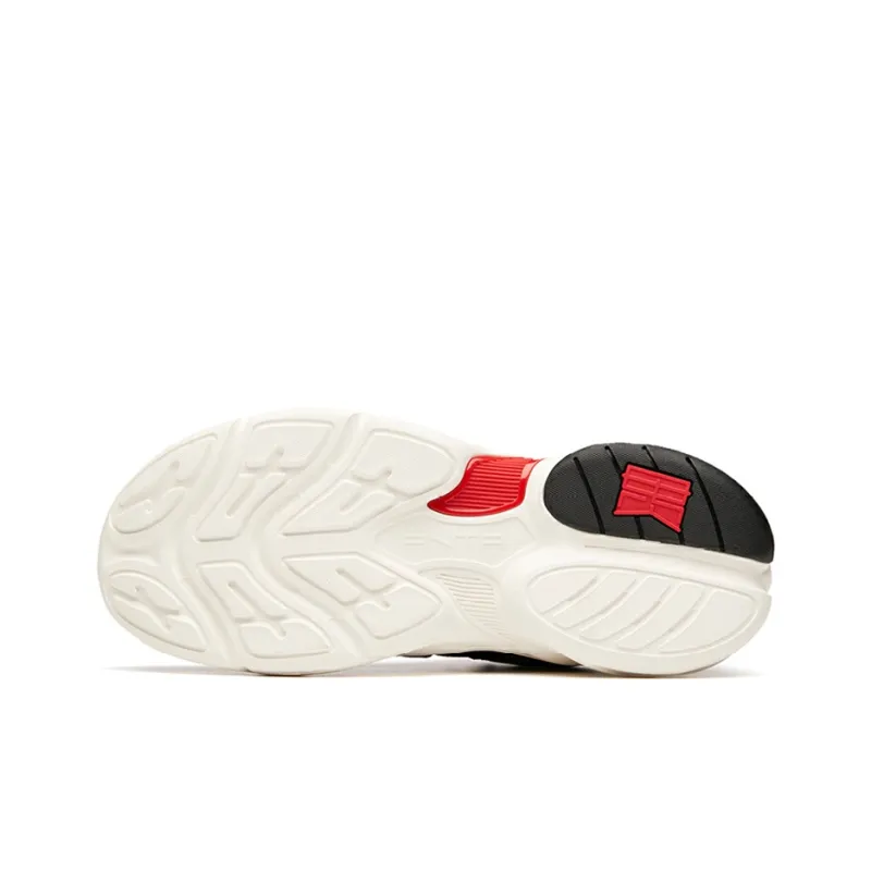 Anta Slam Cushioning Wear Resistant Low Top Chunky Sneakers Men's White Black Red-4