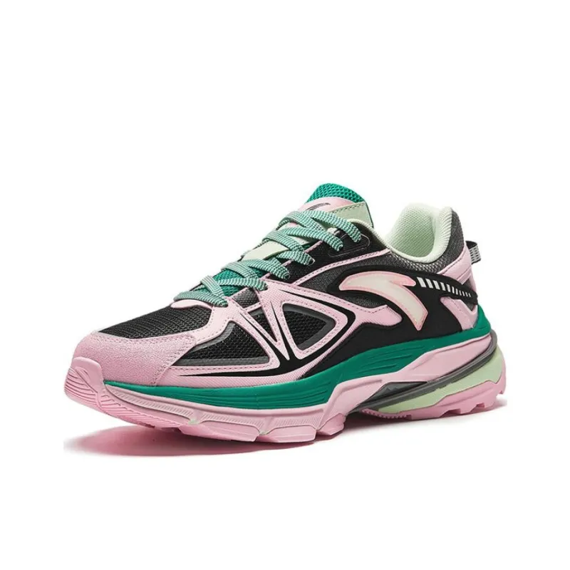 Anta Walker Durable Breathable Low Top Running Shoes Women's Black Pink-1