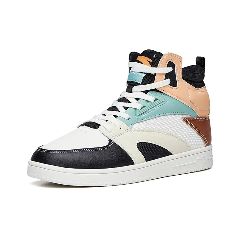 Anta Street Naughty High-Top Skateboard Shoes Women's White Black-2