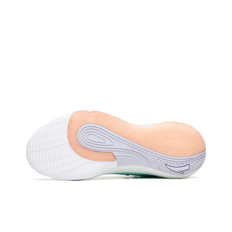 Anta Feather Cushioning Anti-Slip And Wear-Resistant Low-Top Performance Basketball Shoes Men's Green Pink-4