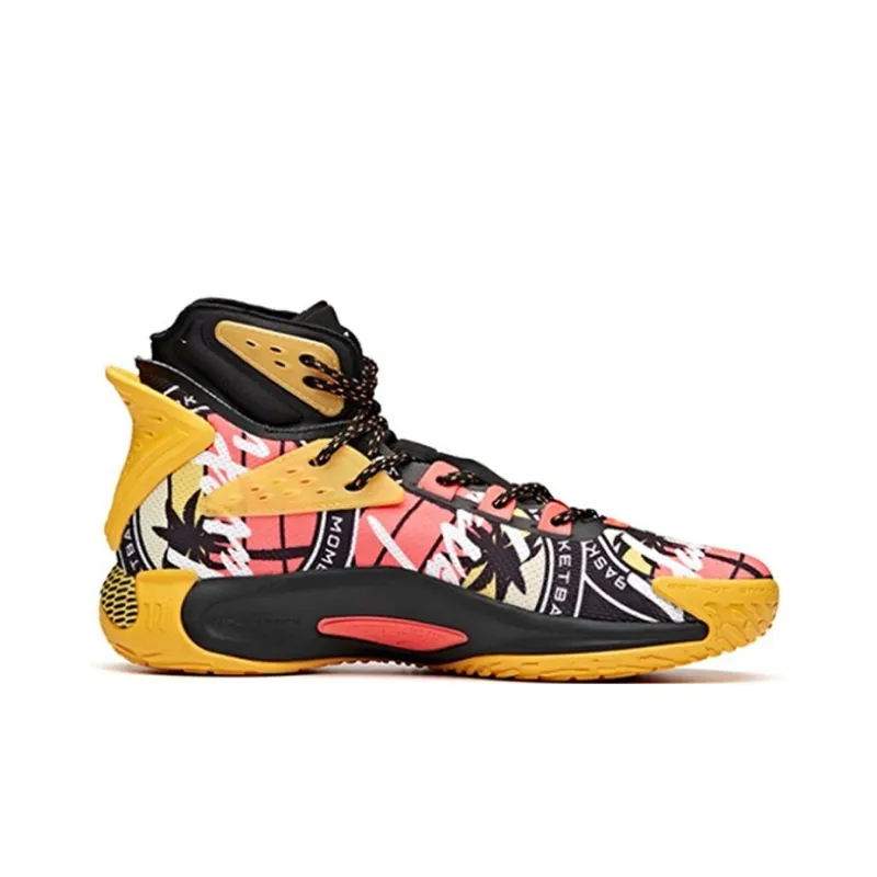 Anta KT5 Anti-Slip Wear-Resistant High-Top Basketball Shoes Yellow-1