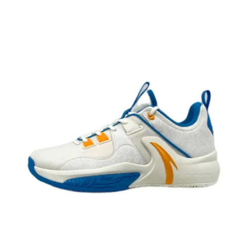 ANTA Swoosh 1.0 Basketball Shoes Men Low-Top Ivory White/Frozen Blue/Goosefoot Yellow