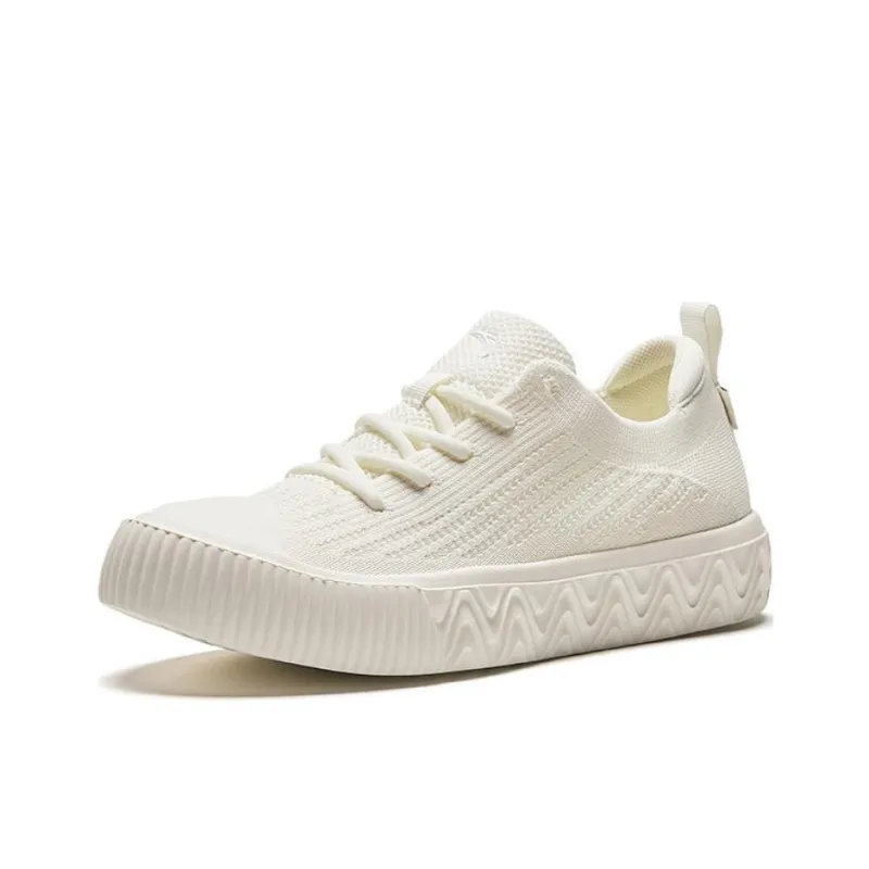Anta Flyknit Breathable Low Top Skateboard Shoes Women's White-1