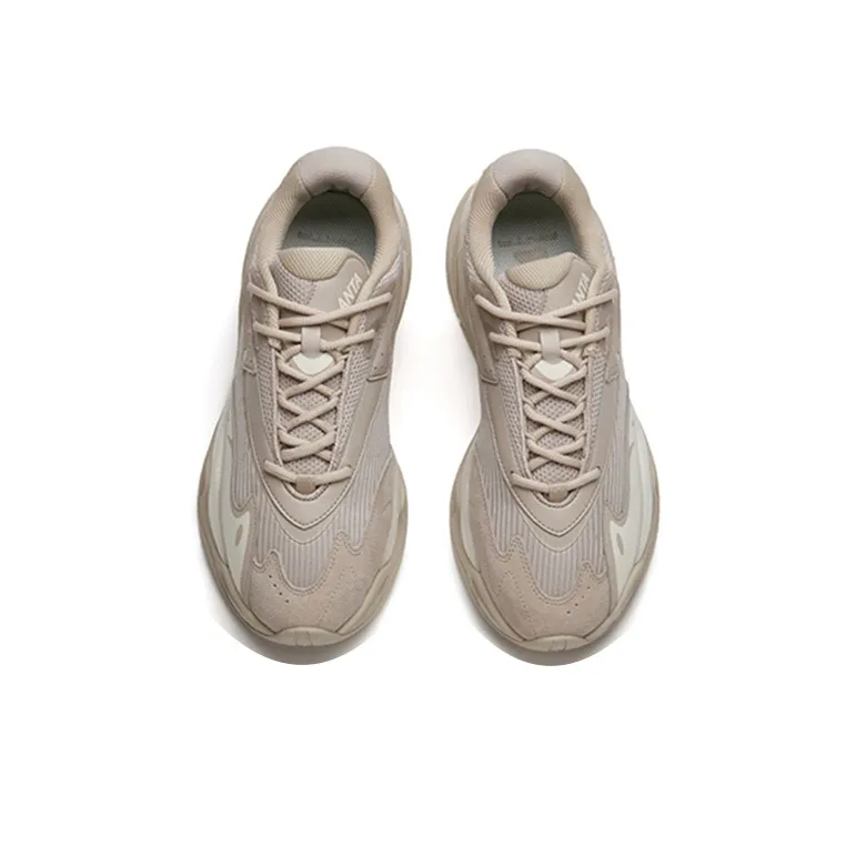 Anta Pulse Anti-Slip Wear-Resistant Low-Top Chunky Sneakers Gray White-3