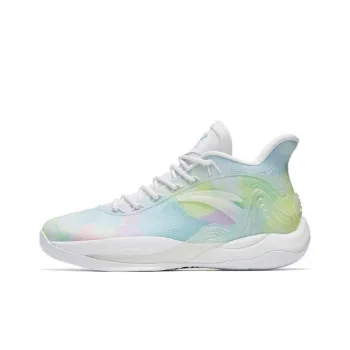 Anta Mountain 2 Cushioning Anti Slip And Wear Resistant Coverage Mid Top Basketball Shoes Men's White River Water Blue