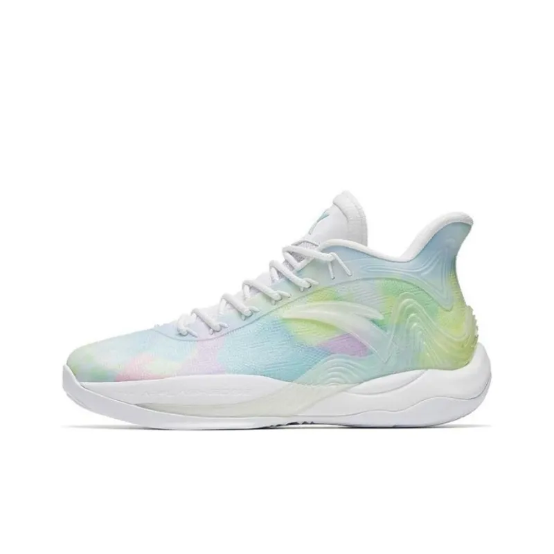 Anta Mountain 2 Cushioning Anti-Slip And Wear-Resistant Coverage Mid-Top Basketball Shoes Men's White River Water Blue-0