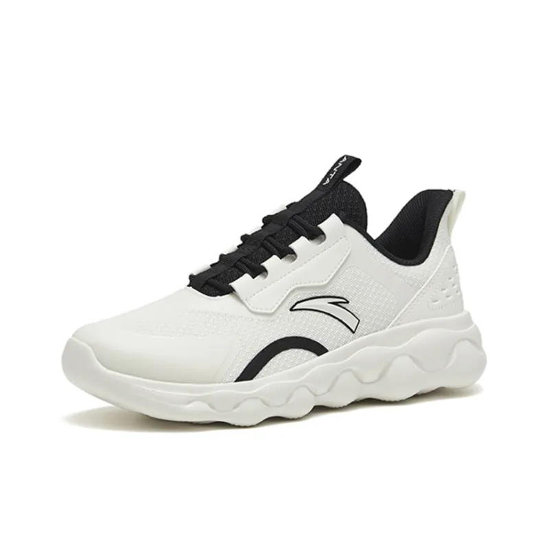 ANTA Sheepskin Running Shoes Women's Low Top Ivory White/Black-2