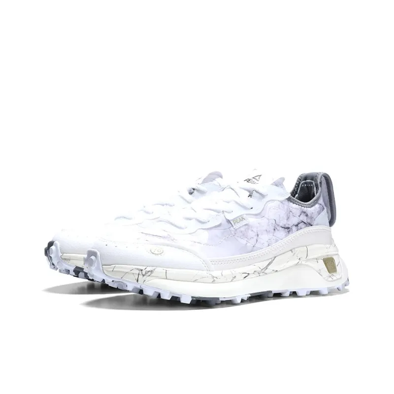 PEAK BOOM 70s Wear Resistant Slip Resistant Low Top Running Shoes Women's White Gray-2