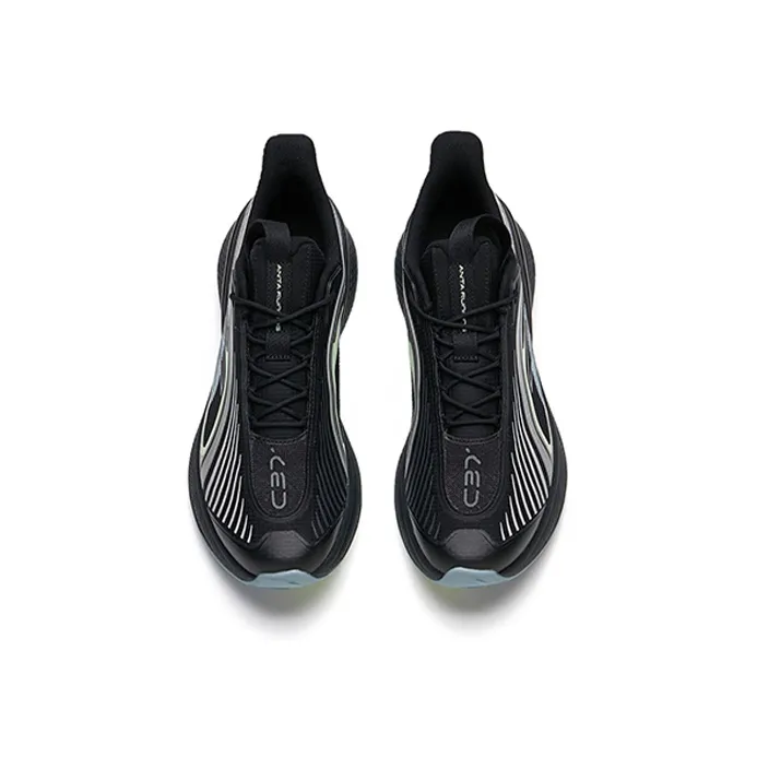 Anta C37 2.0 Cushioning Anti Slip Wear Resistant Breathability Low Top C37 2.0 Running Shoes Men's Black Thin Blue-3