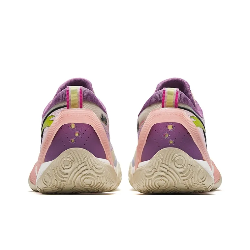 Anta Three-point Rain1.0 Cushioned Slip-Resistant Low-Top Basketball Shoes Men's Purple Gray-3