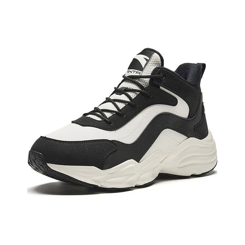 Anta Walker Cushioning Breathable Low Top Casual Shoes Men's Ivory Black-2