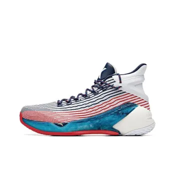 Anta KT4 Cushioning Anti Slip And Wear Resistant High Top Basketball Shoes Blue White Red