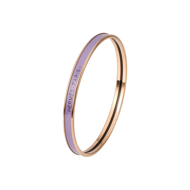 HERMES Enamel, Rose Gold Plated, Metal Parts Bangles Women's Purple-2