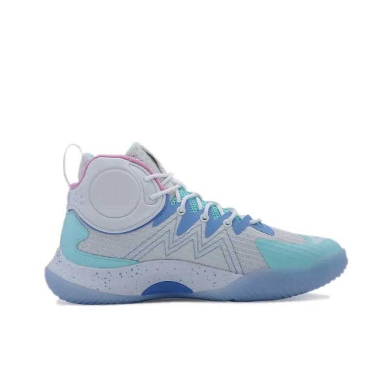 PEAK Parker Cavalry Anti Slip Wear Resistant Mid Top Basketball Shoes Men's Australian Sea Blue-1