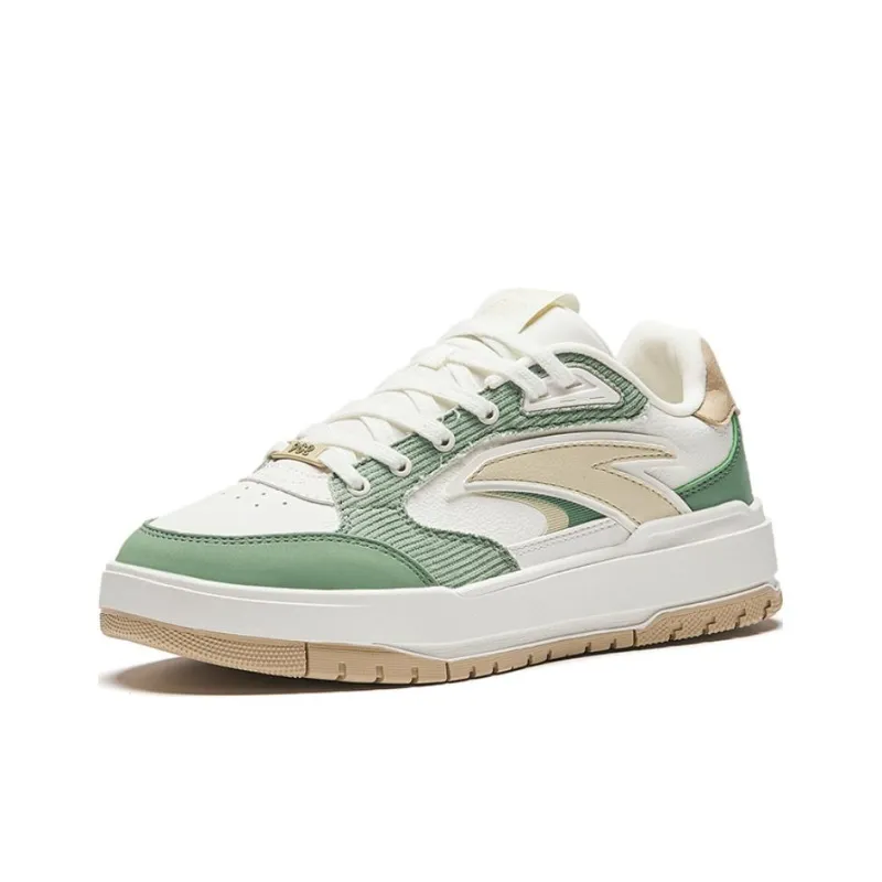 Anta 982 Abrasion Resistant Low Top Skateboard Shoes Women's White Green-1