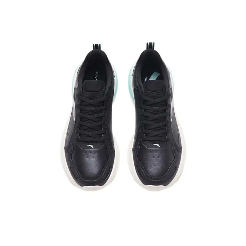 Anta Cloud Journey Anti Slip Wear Resistant Low Top Running Shoes Men's Black White Green-2