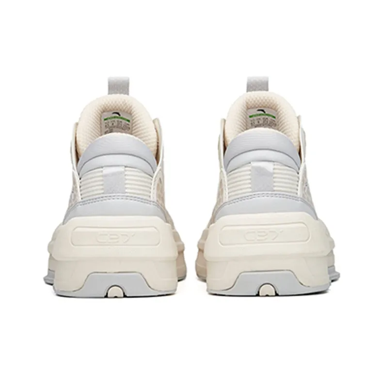 Anta C37 2.0 Lightweight And Breathable Mid Top Skateboard Shoes Women's White Gray-4