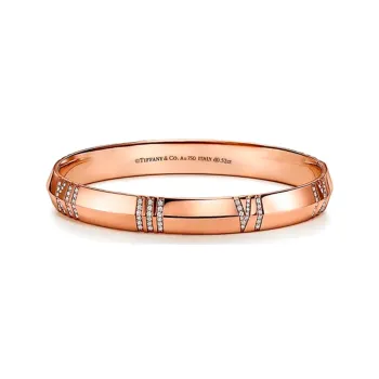 TIFFANY & CO. 18K Rose Gold Diamond 0.52 Ct Bangles Women's Pink