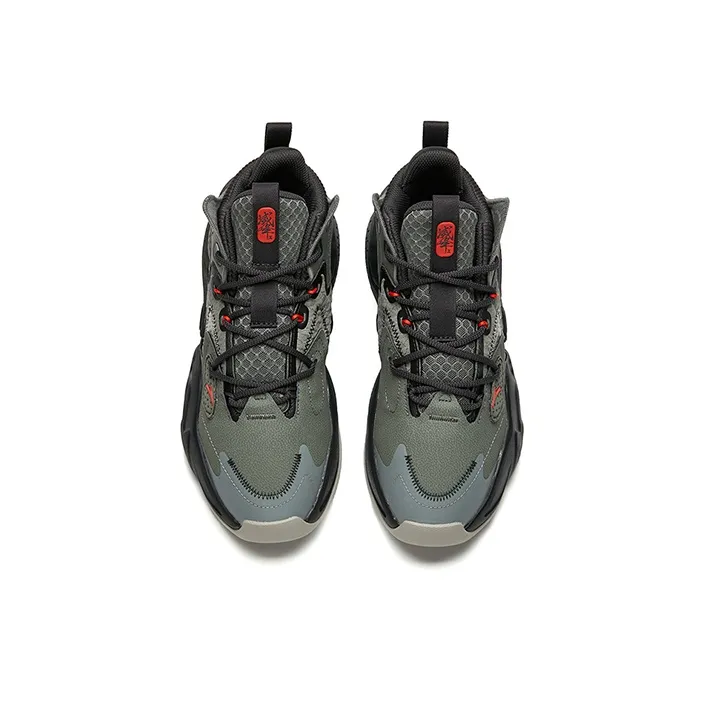 Anta Bastard Peak 2 Anti Slip Wear Resistant Mid Top Chunky Sneakers Asphalt Gray-2